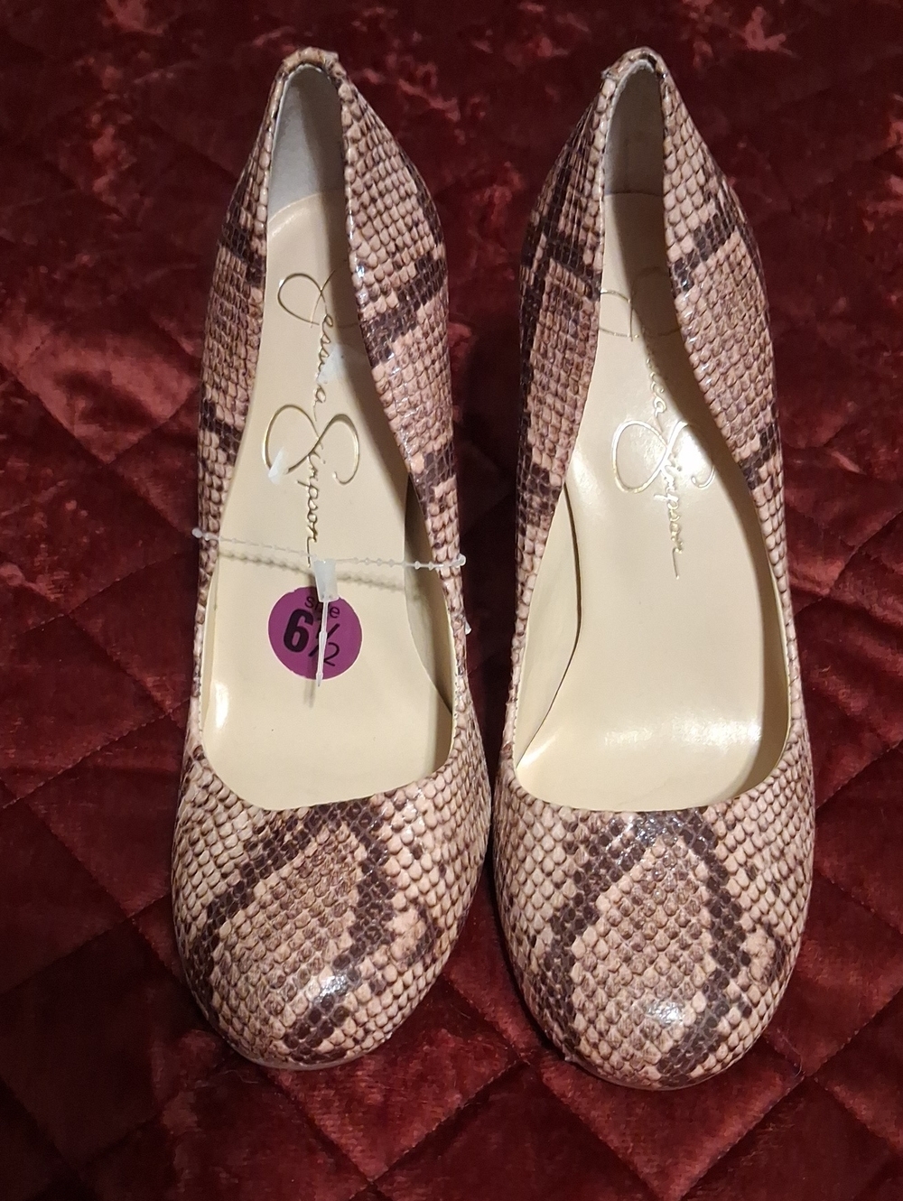 Jessica Simpson Snake-Print Pumps in Taupe and Brown
